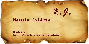 Matula Jolánta névjegykártya